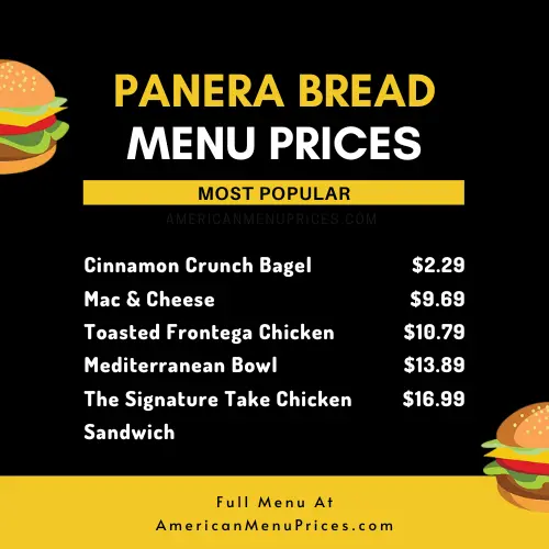 Panera Bread menu & prices in USA 2023 American Menu Prices