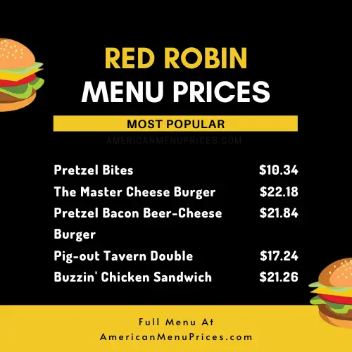 Red Robin Menu & Prices in USA 2023 American Menu Prices